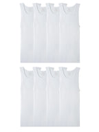 Fruit of the Loom Men's Lightweight Active Cotton Blend Undershirts, Tank-8 Pack-White, Medium