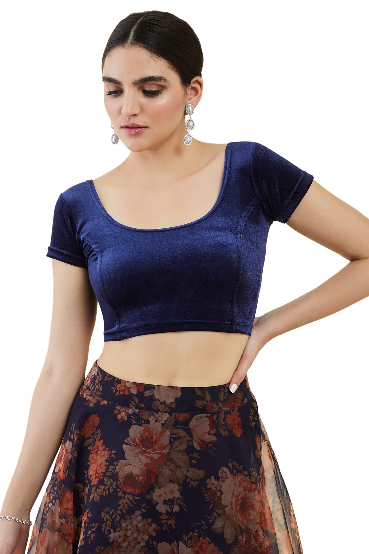 Soch Women Velvet Half Sleeve Princess Cut Blouse