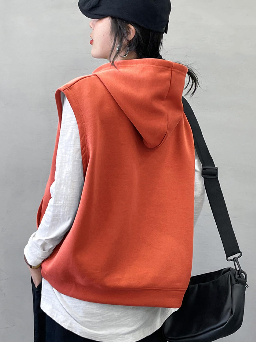 Noble Monk WomenS Sleeveless Casual Hoodie | Women Stylish Hoodie | Hooded Sweatshirt For Women Orange Rust