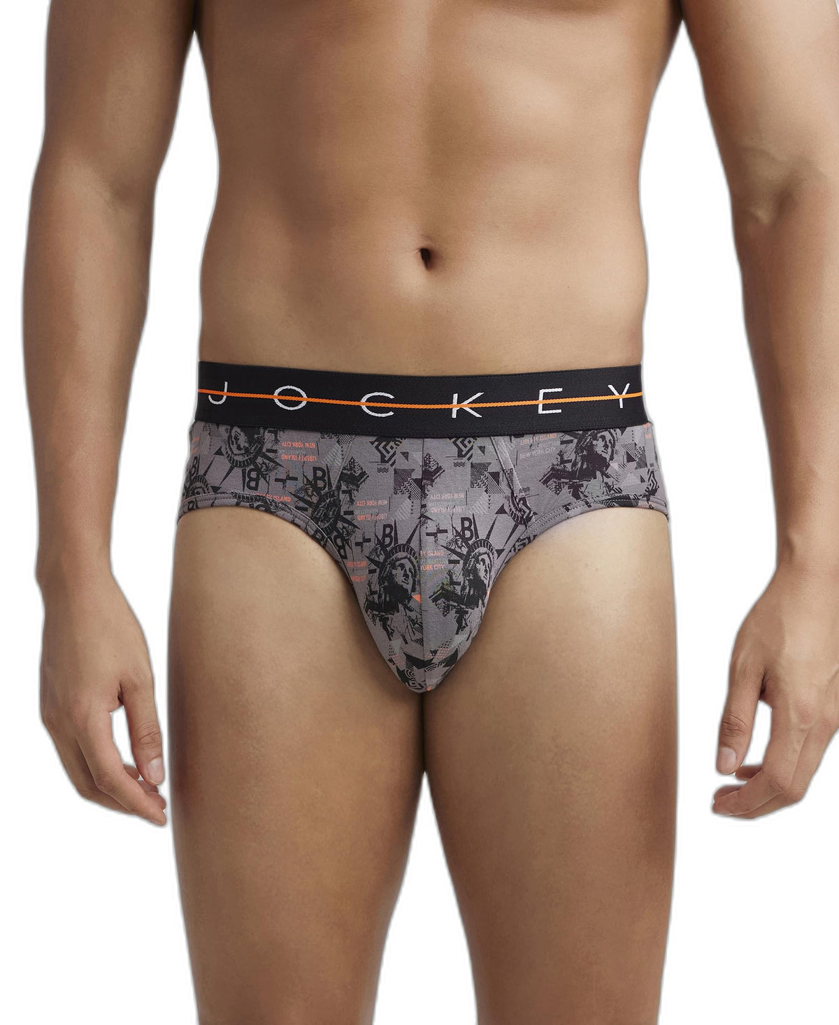Jockey MenS Super Combed Cotton Elastane Stretch Printed Brief With Ultrasoft Waistband_Ny01_Black_S