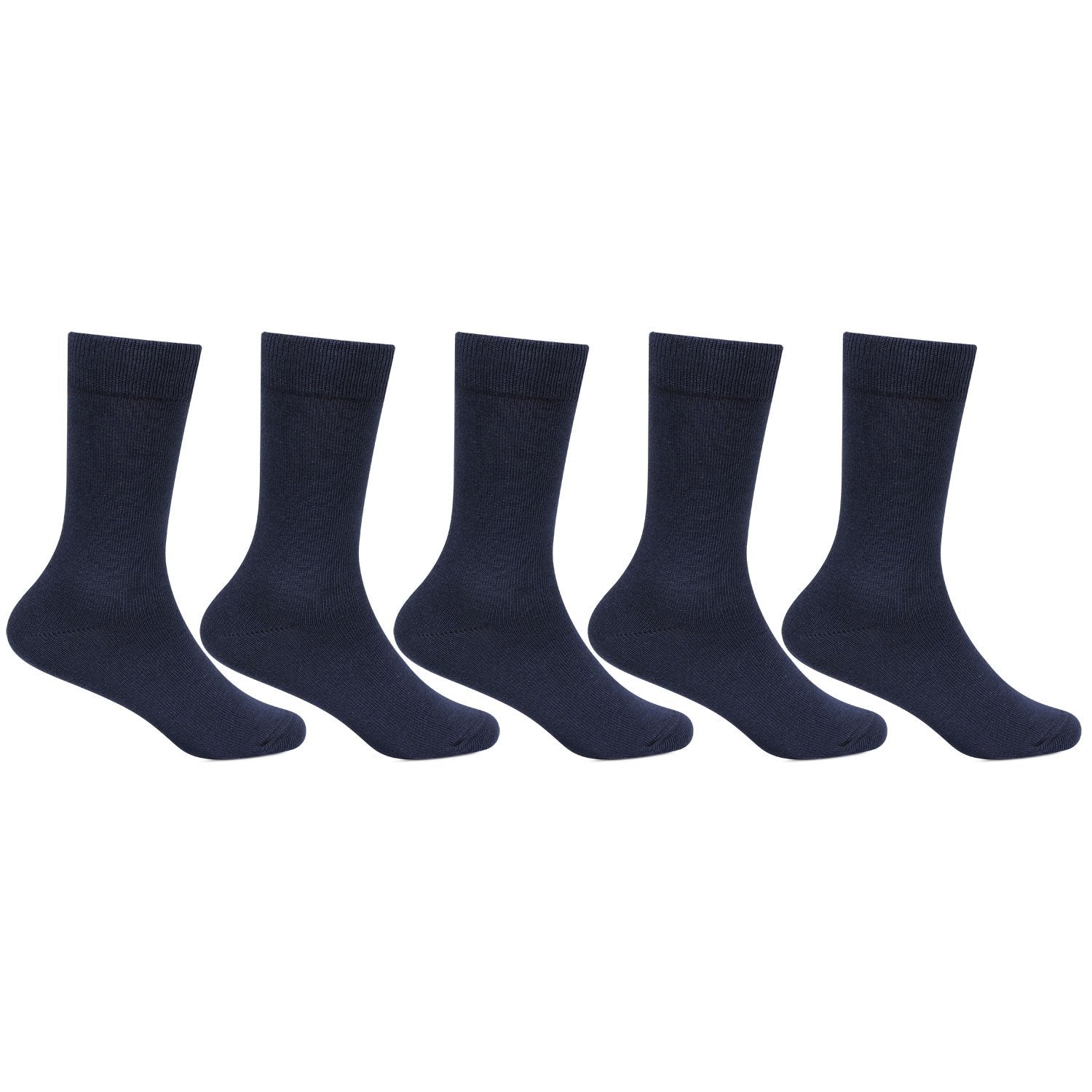 Kids Cotton Full length Plain Navy Color School Socks For Boys & Girls - Pack Of 5