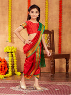 Aarika Girls Ethnic Wear Red Colour Shree Nav Saree (4-9 Years)