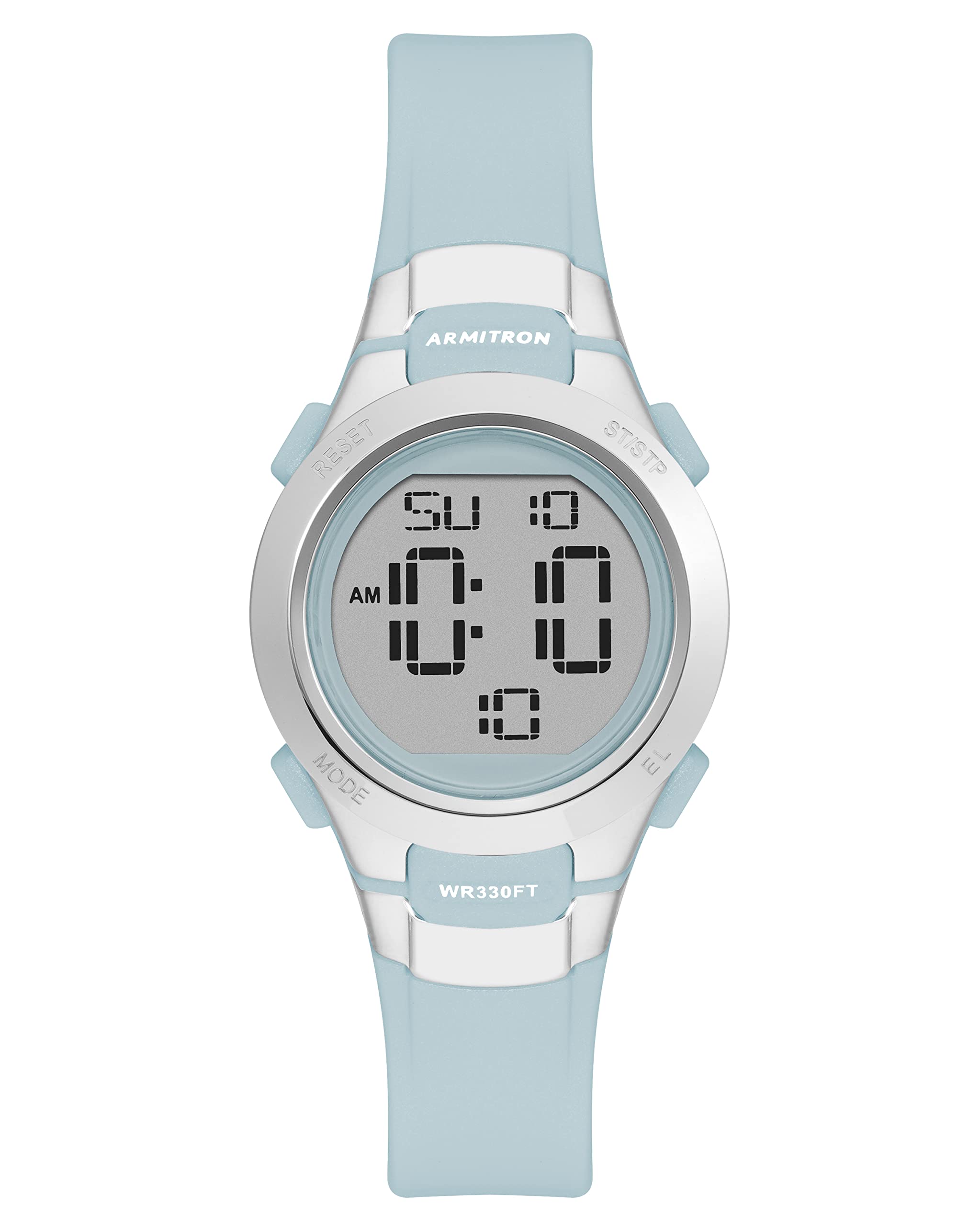 Armitron Sport Women's Digital Chronograph Resin Strap Watch, 45/7012,Light Blue/Silver
