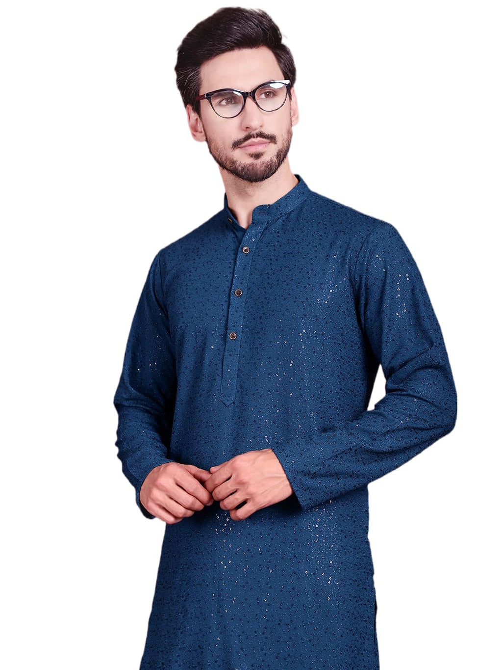 Jompers Mens Sequins Chikankari Kurta