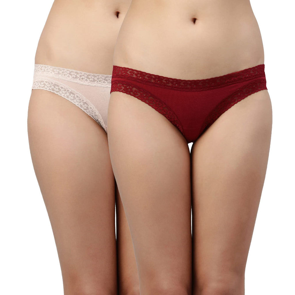 Enamor MB20 Modal Bikini Panties for Women Pack of 2, Full Coverage Low Waist, Antimicrobial & Stain Release Technology | Color 