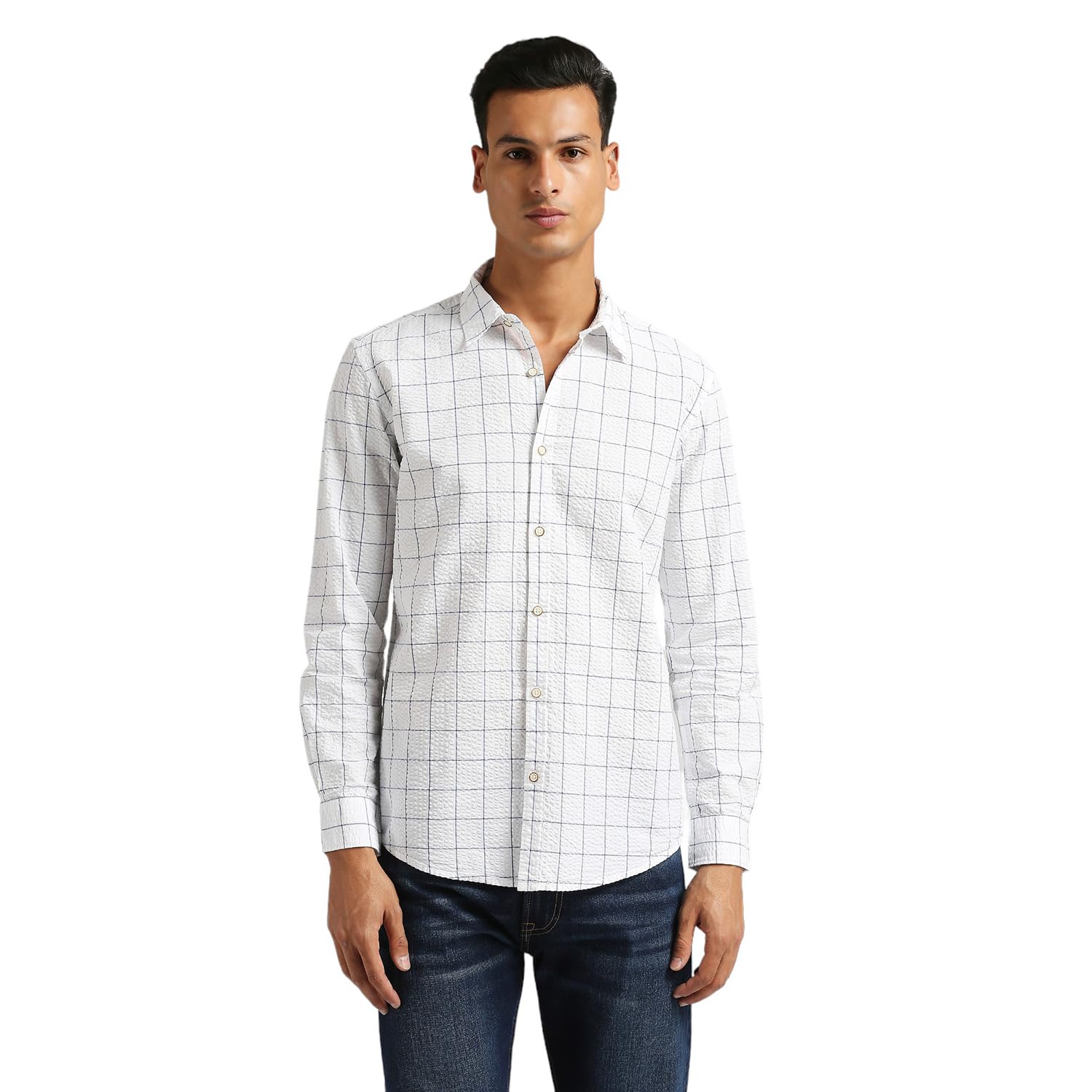 Pepe Jeans MenS Checkered Regular Fit Shirt (Pm308617_White