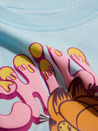 The Souled Store Official Garfield : Chillin Girls Round Neck Flutter Sleeve Tops Blue