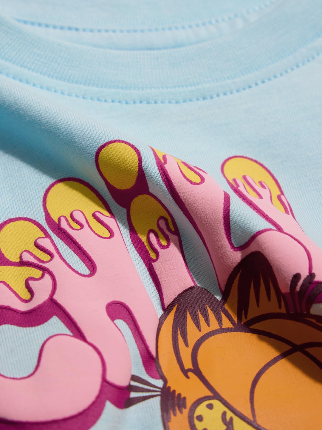 The Souled Store Official Garfield : Chillin Girls Round Neck Flutter Sleeve Tops Blue