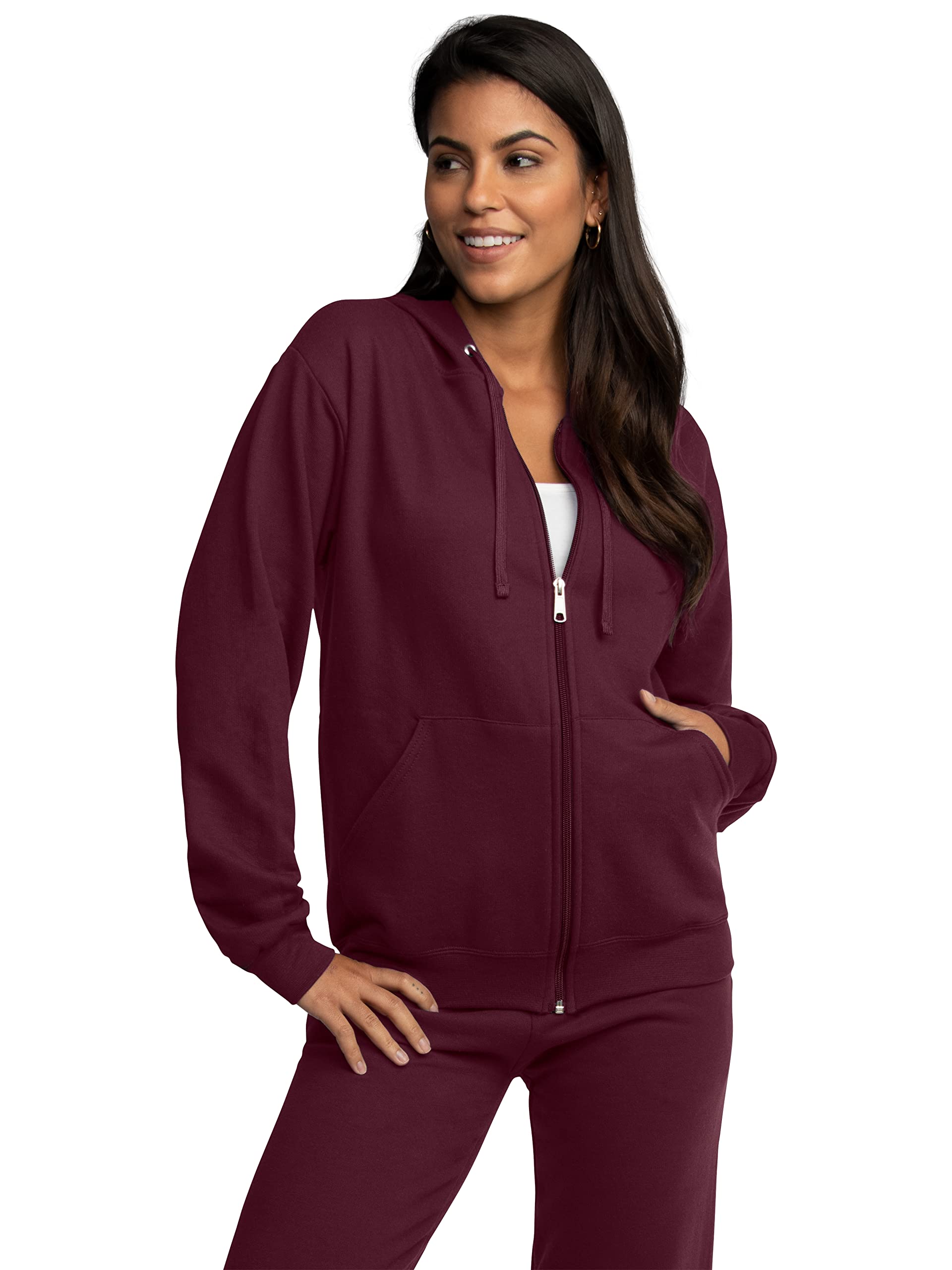 Fruit of the Loom Eversoft Fleece Hoodies, Pullover, Moisture Wicking & Breathable, Sizes S-4x, Maroon Full Zip, X-Large