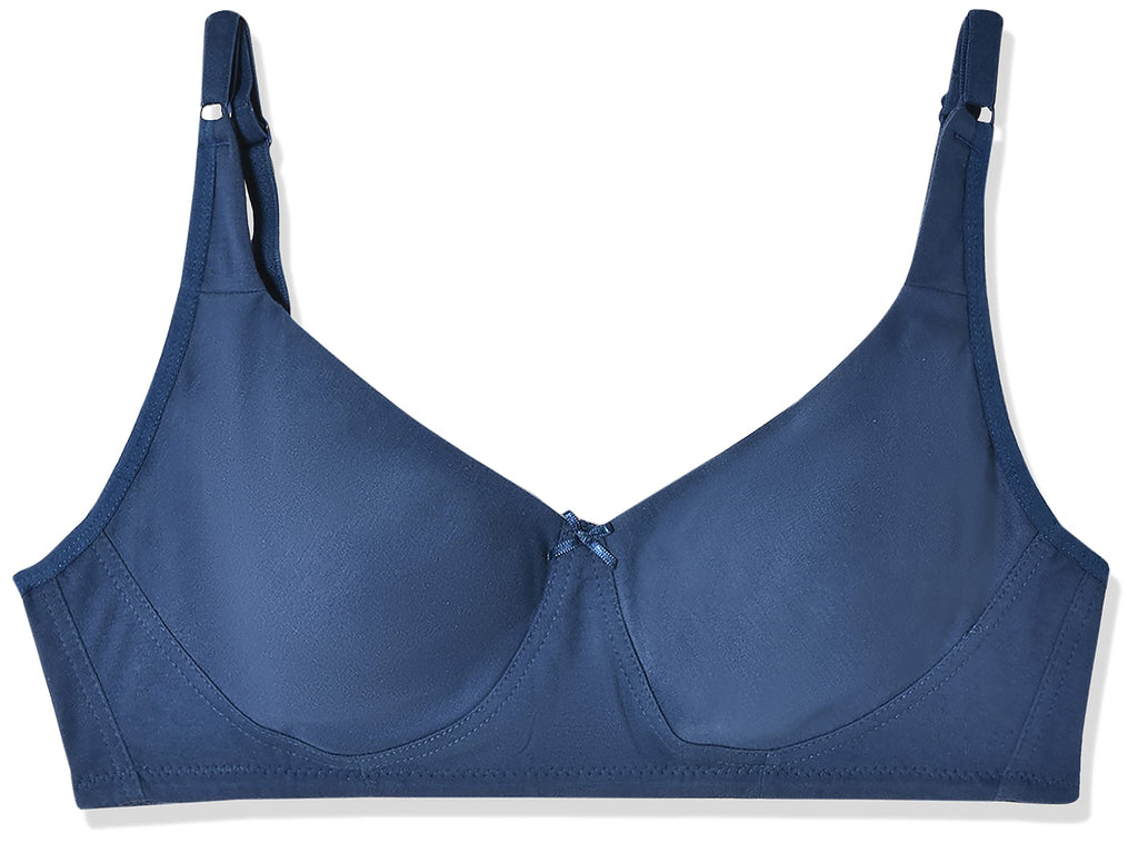 Clovia Womens Cotton Non Padded Wire Free Full Cup T-Shirt, Coverage Bra (BR0636A0842B_Blue_42B)