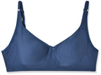 Clovia Womens Cotton Non Padded Wire Free Full Cup T-Shirt, Coverage Bra (BR0636A0842B_Blue_42B)