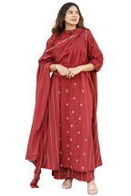 Anni Designer Women'S Rayon Viscose A-Line Printed Kurta With Palazzo & Dupatta (Tarini Red_Xl_Red_X-Large)