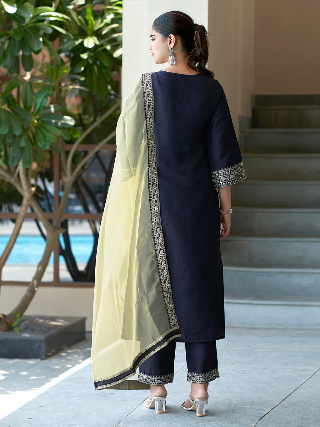 Sanisa Womens Silk Sequence Embroidery Work Straight Kurta with Pant and Dupatta | Ethnic Set | Suit Set | Kurta Set(104KBD1137