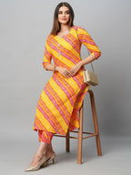 ANNI DESIGNER Ladies Cotton Blend Kurta with Trousers, red, L