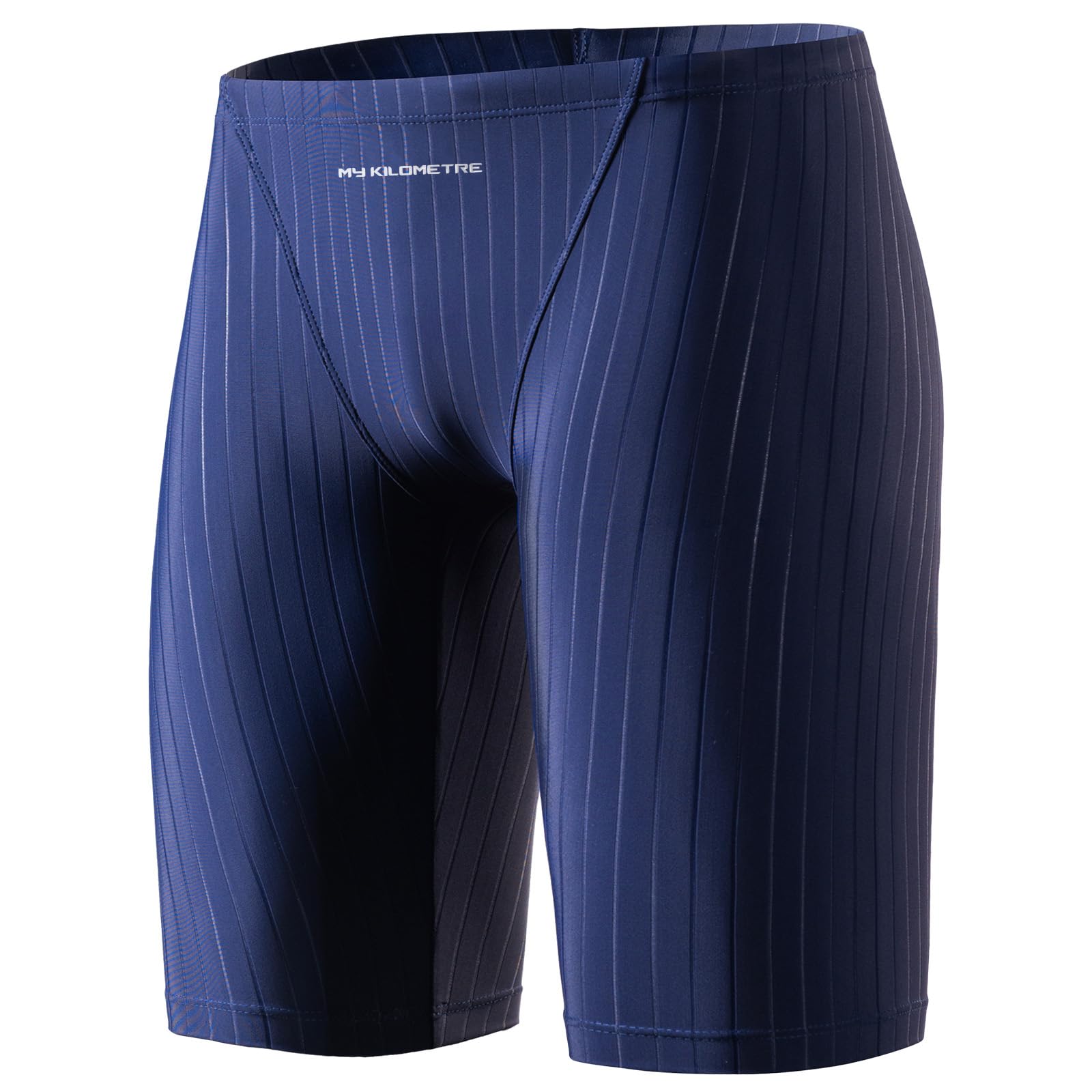 MY KILOMETRE Men's Swimsuit Jammer Solid Swim Jammers Endurance Long Racing Training Swimsuit Navy