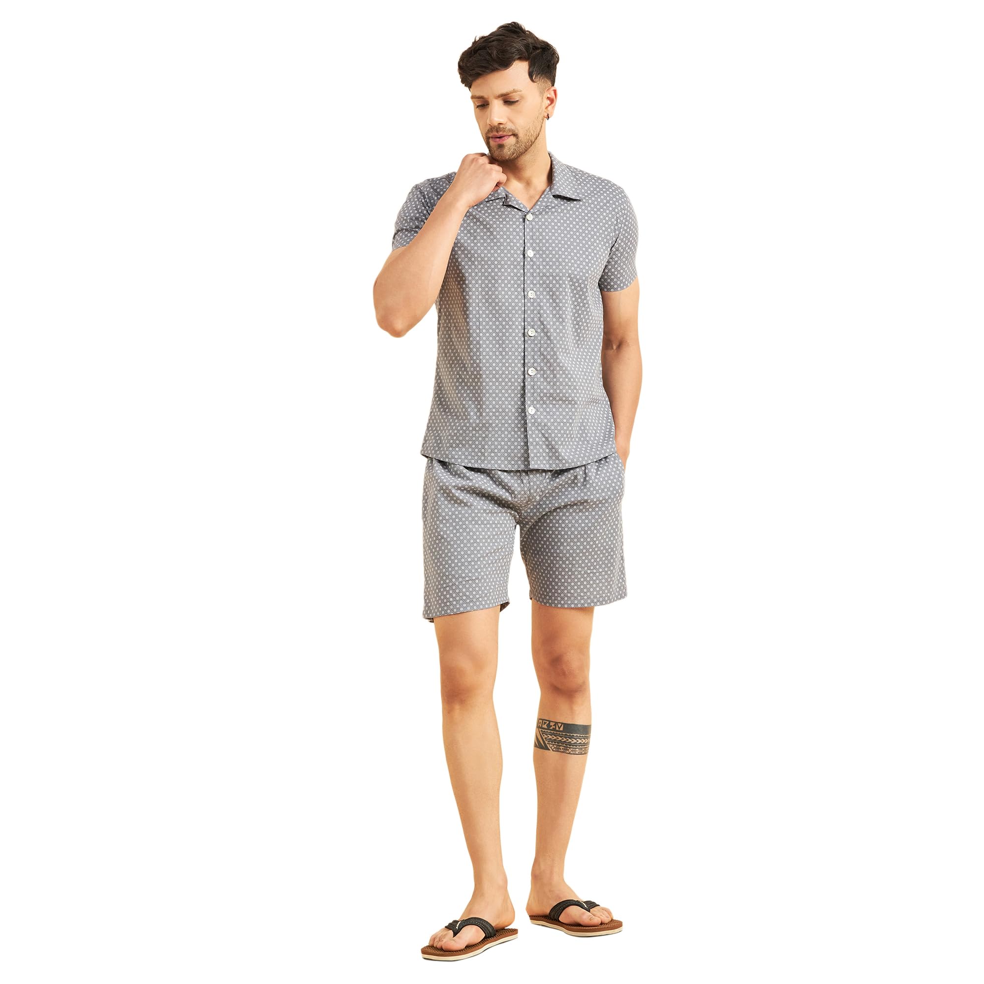 Sweet Dreams Men Prined Front Open Cords Set