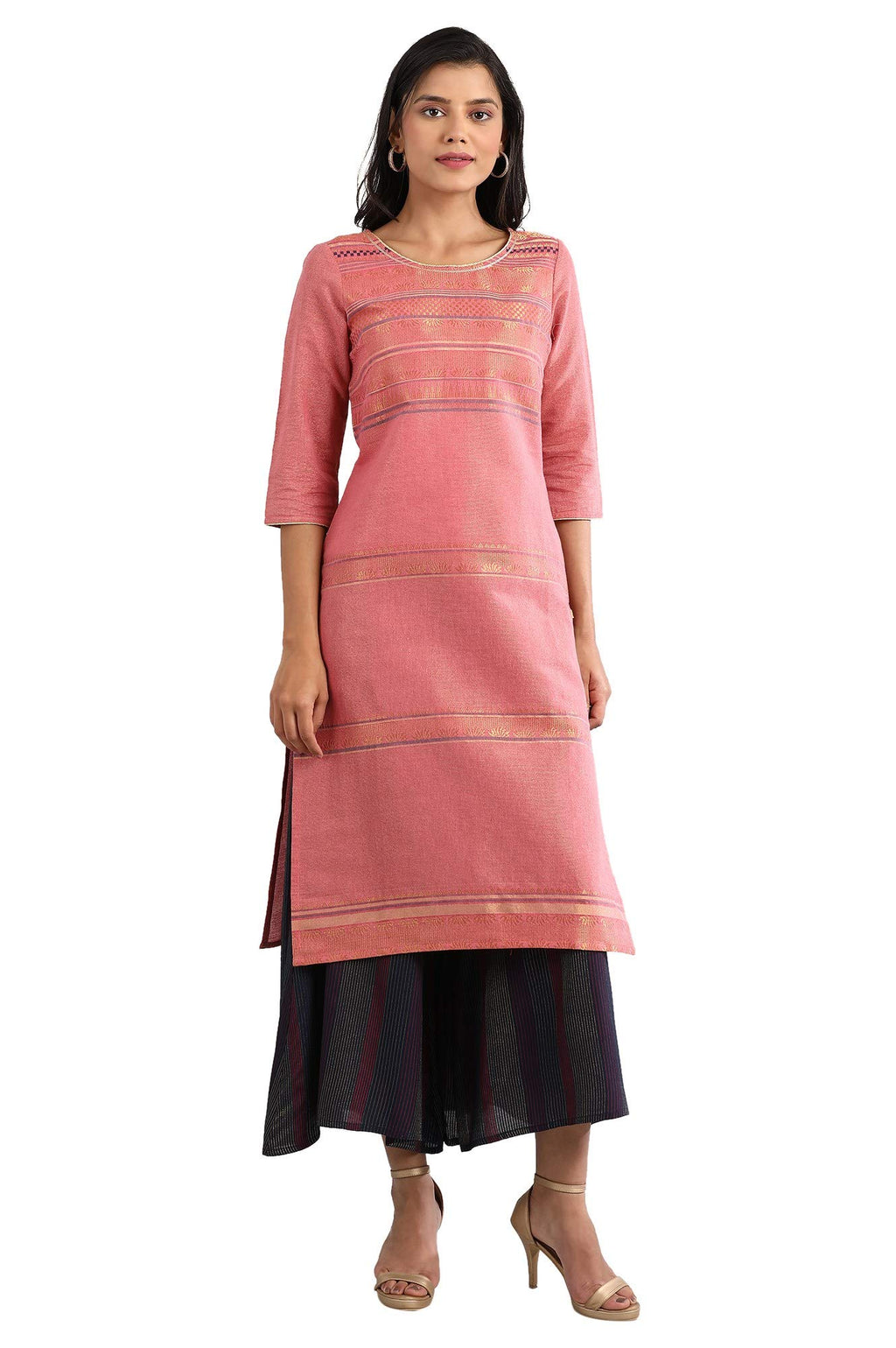 Aurelia Women'S Cotton Blend Regular Kurta (21Fea11609-701224_Pink_S)