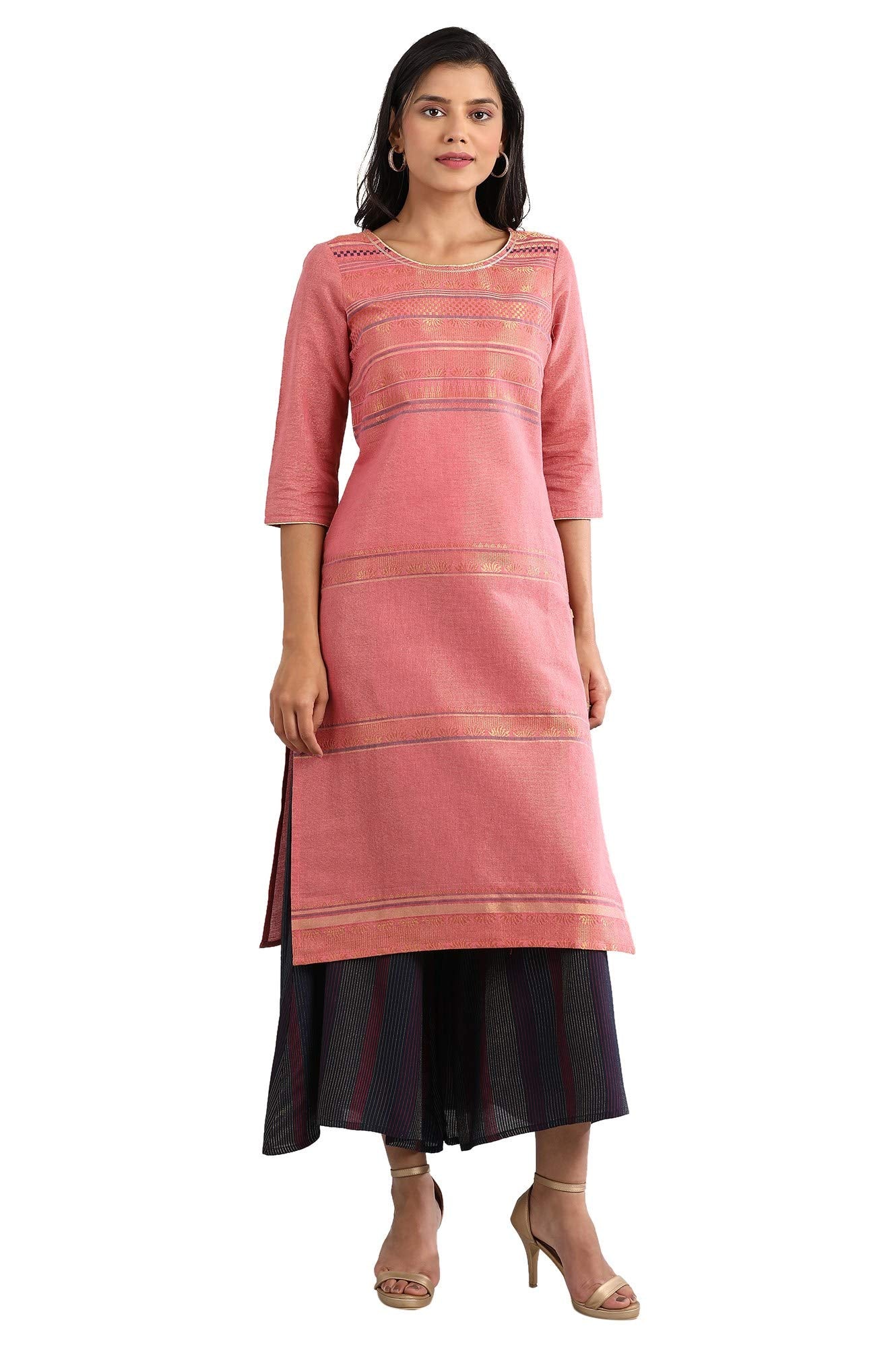 Aurelia Women'S Cotton Blend Regular Kurta (21Fea11609-701224_Pink_S)