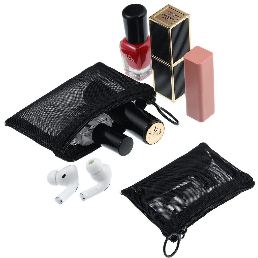 Frienda 10 Pcs Small Zipper Pouch Mini Cosmetic Bags Nylon Mesh Coin Purse Portable Cosmetic Case Storage Bags with Key Holder f