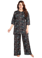 Fabme Women'S Geomatric Print, Dark Green, All Over Print Rayon Coord Set