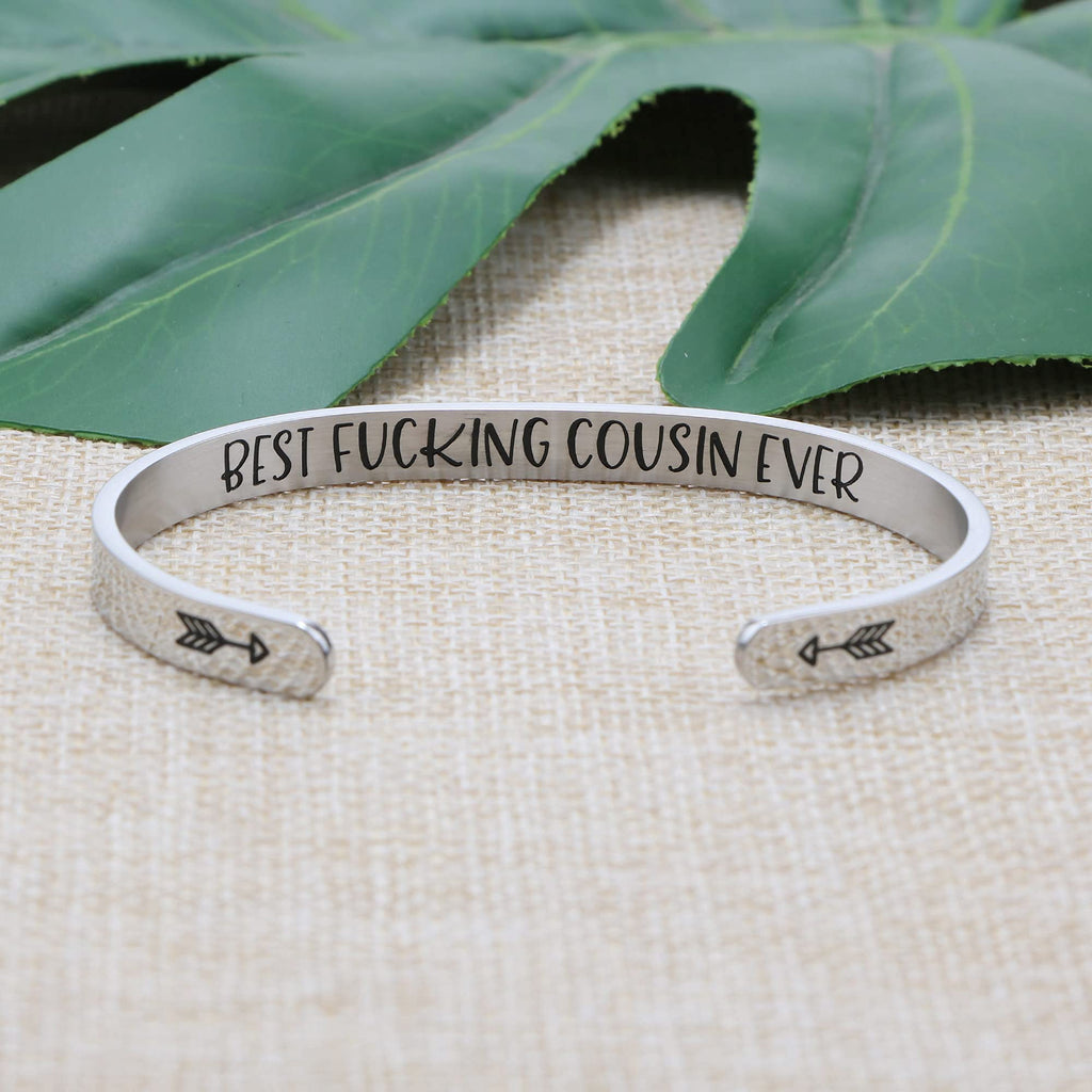 Gifts for Cousin Inspirational Bracelets for Women Mantra Cuff Crown Engrvaed Birthday Christmas Jewelry Cuff Bangle