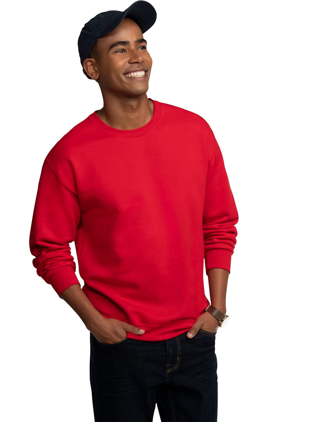Fruit of the Loom Men's Moisture Wicking Eversoft Fleece Sweatshirt, Red, X-Large