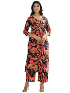 ANNI DESIGNER Womens Cotton Blend Straight Printed Kurta with Palazzo (Chinki Black_M_Black_Medium)