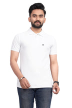 More & More MenS Solid Regular Fit Polo White
