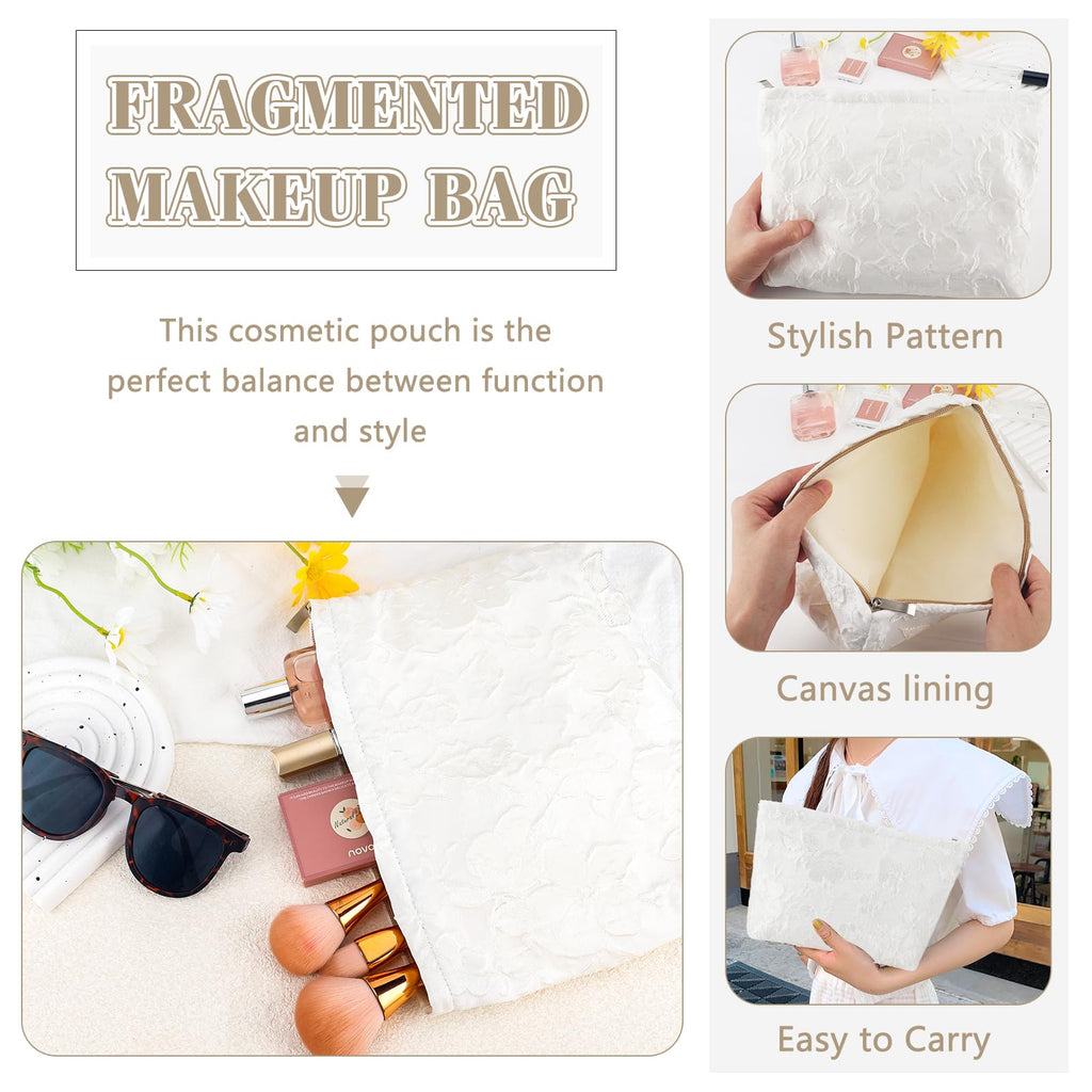 ZLFSRQ Flower Makeup Bag for Women Girls Teens Travel Cute Floral Cosmetic Bags Large Zipper Cosmetic Pouch for Purse Portable