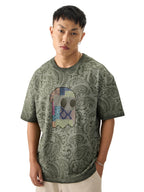 The Souled Store Paisley Mr. Soul Men and Boys Short Sleeve Round Neck Grey Graphic Printed Cotton Oversized T-Shirts