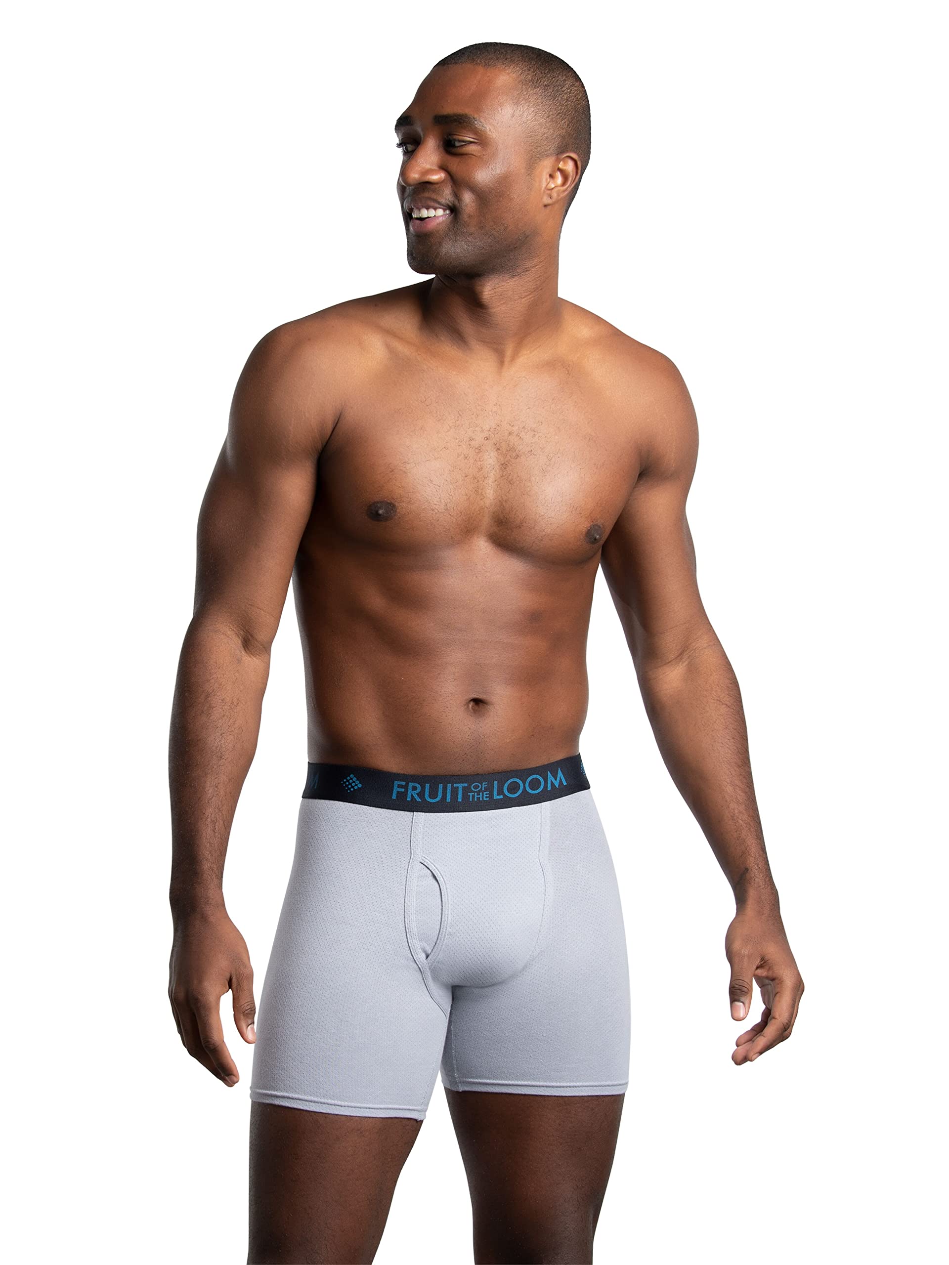 Fruit Of The Loom Mens Breathable Briefs, Moisture Wicking Underwear, Assorted Color Multipacks Boxer, Cotton Mesh - Black/Grey,