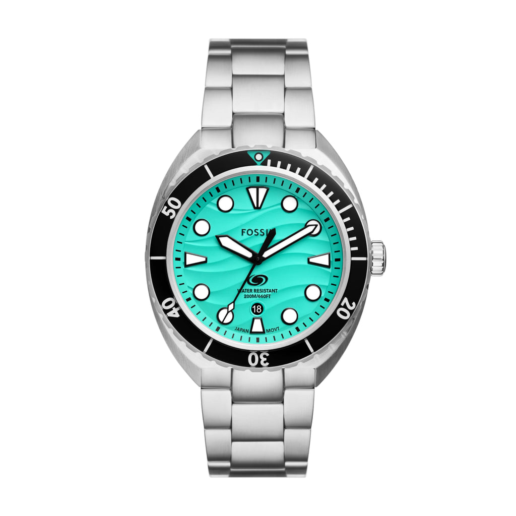 Fossil Men's Breaker Quartz Stainless Steel Three-Hand Watch, Color: Silver (Model: FS6066)