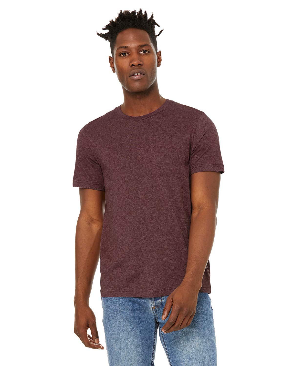 Unisex Sueded T-Shirt - HEATHER RED - XS(D0102H7KP6P)