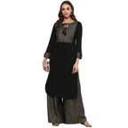 Ziyaa Women Crepe Straight Ziyaa Women'S Black Crepe Kurta Zikucr2069-3Xl Black 3Xl