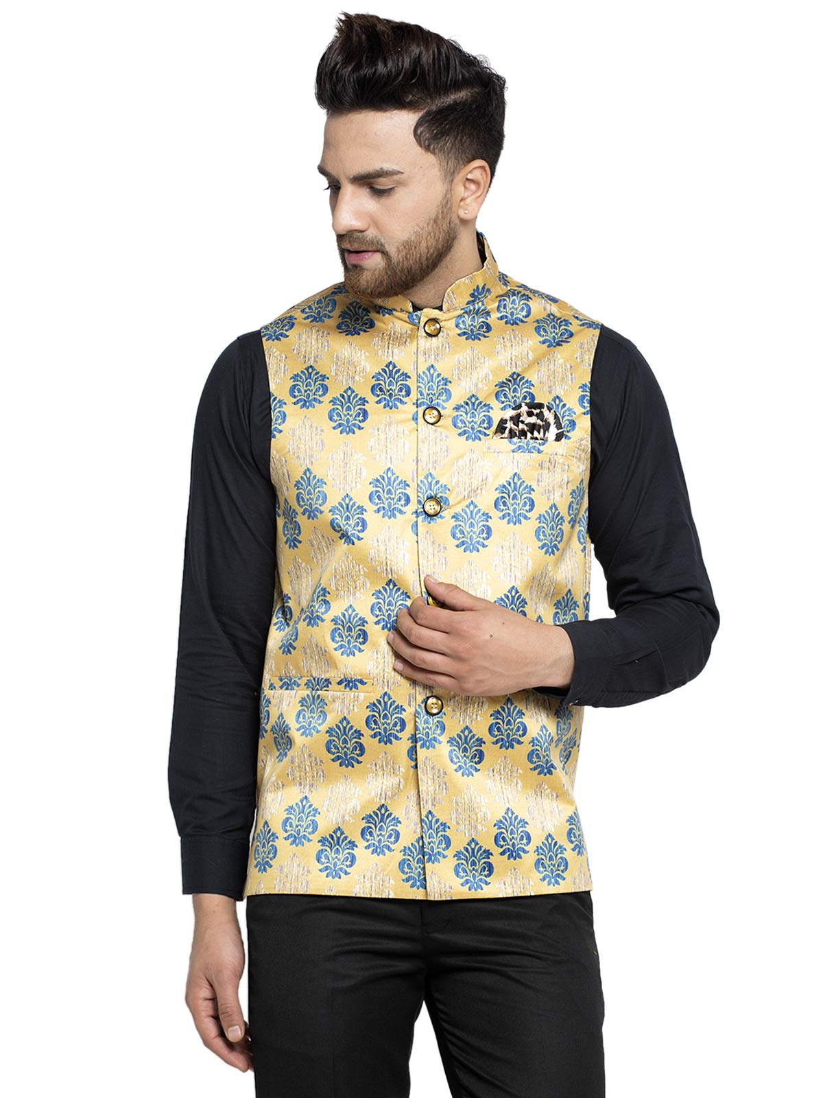 Jompers Mens & Printed Nehru Jacket