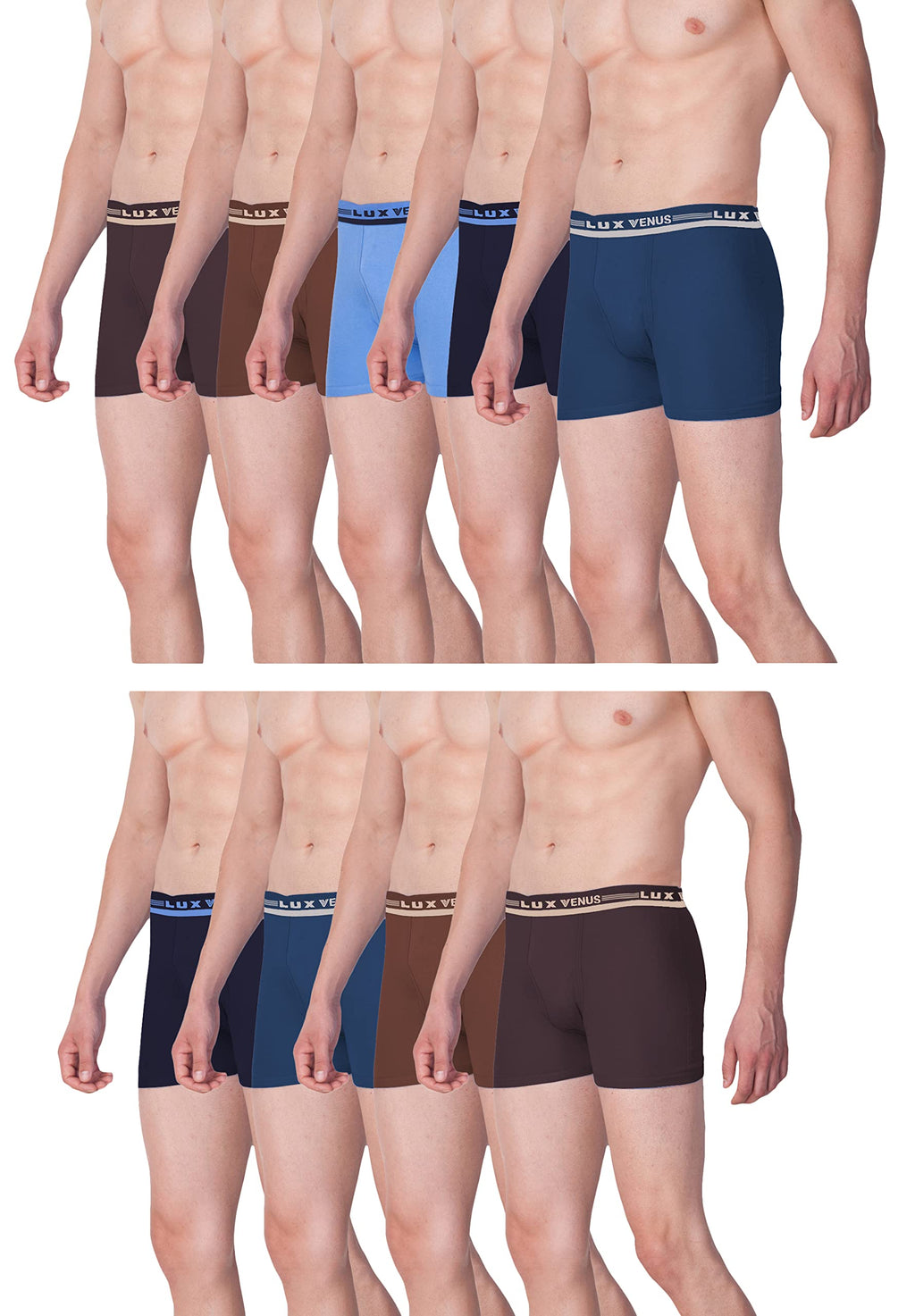 Lux Venus Pure Cotton Drawer For Men (Pack Of 9) Multicolour