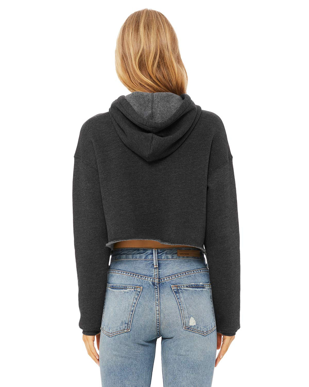 Ladies cropped Fleece Hoodie - PEAcH - S(D0102H7WEXP)