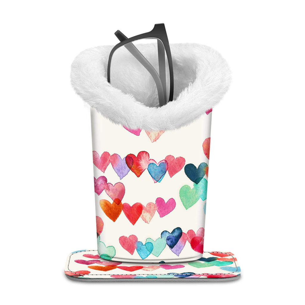 Fintie Plush Lined Eyeglasses Holder, Glasses Stand Case, Anti-scratch Glasses Storage Organizer for Desk, Nightstand, Office, R