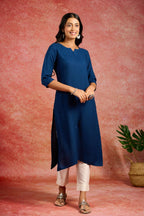 Libas Womens Viscose Rayon Embroidered Straight Kurta (26505_Blue