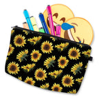 Deanfun Cosmetic Bag for Women, Sunflower Flowers Waterproof Makeup Bags Roomy Toiletry Pouch Travel Accessories Gifts 52355