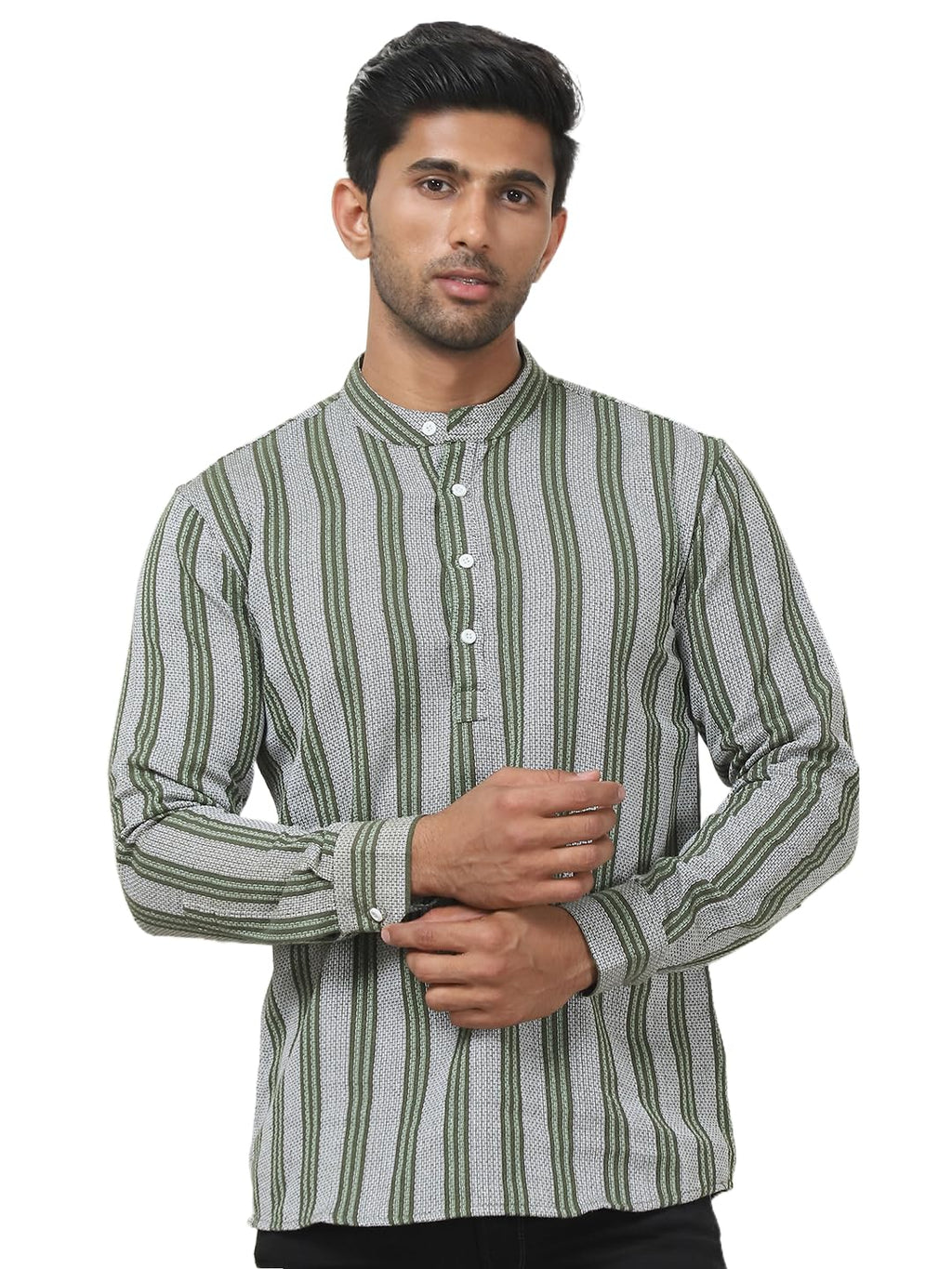 Jompers Mens Woven Design Cotton Short Kurta