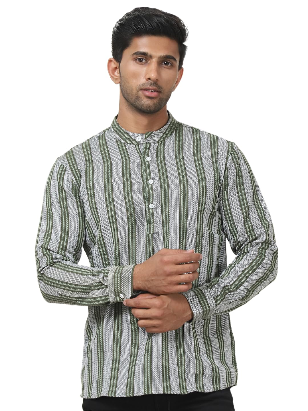 Jompers Mens Woven Design Cotton Short Kurta