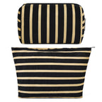 SOIDRAM 2 Pieces Makeup Bag Large Stripe Cosmetic Bag Capacity Canvas Mix Travel Toiletry Bag Organizer Cute Makeup Brushes Aest