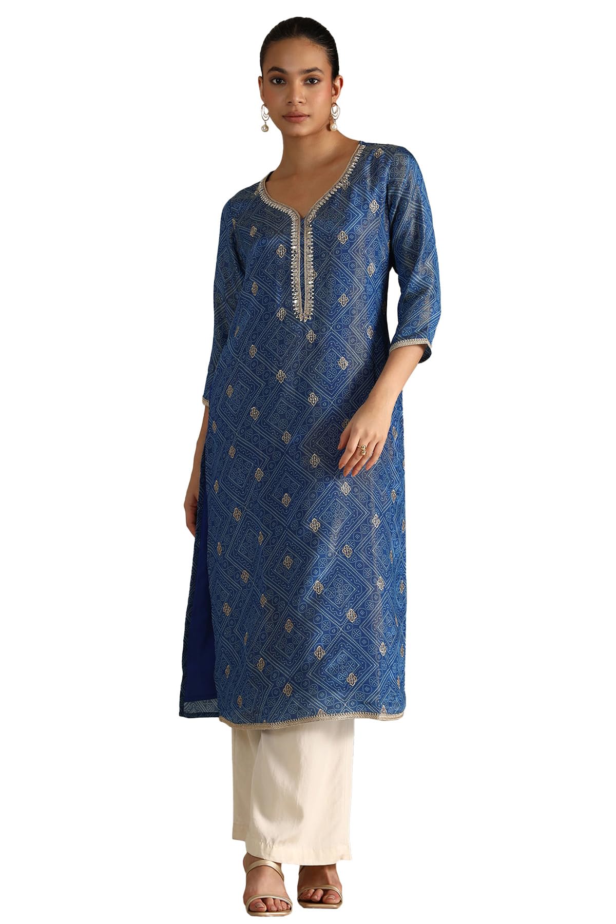 Soch Women Tissue Bandhani Print Kurta with Mirror