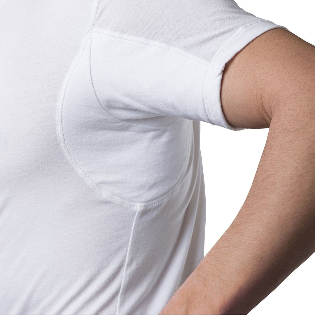 Sweatproof Undershirt for Men with Underarm Sweat Pads (Original Fit, Crew Neck) White