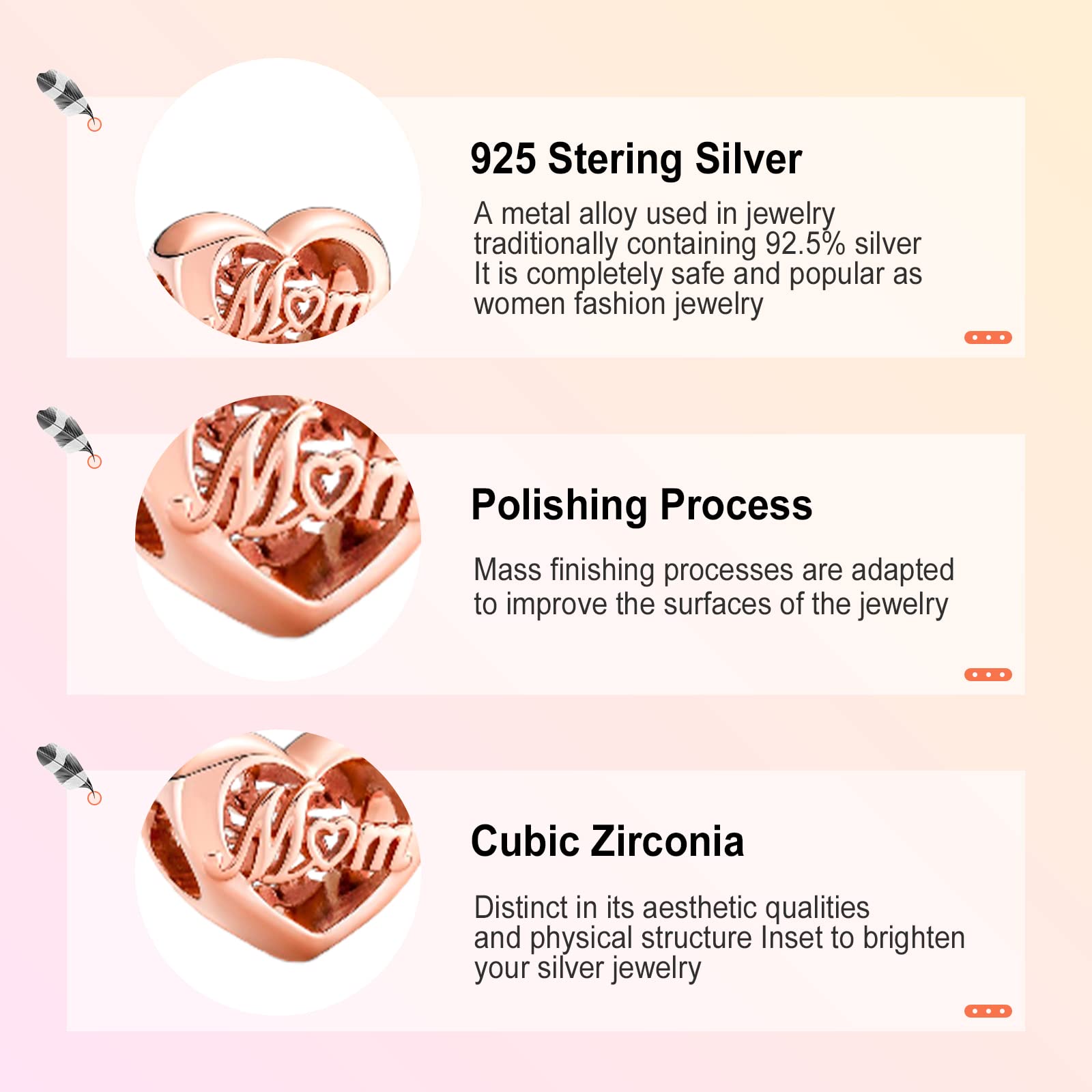 Annmors Jewelry Love Mom Charms in 925 Sterling Silver Beads for Women's Bracelets & Necklaces Gifts for Christmas Halloween Val