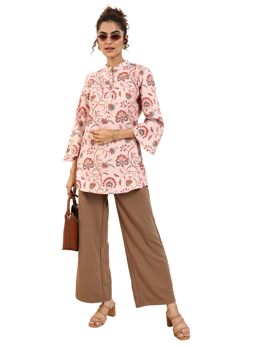 Libas WomenS Silk Blend Floral Straight Kurtis (98050O_Peach_Xl)
