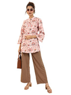 Libas WomenS Silk Blend Floral Straight Kurtis (98050O_Peach_Xl)
