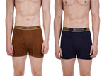 PRAKASAM COTTON -Marlow Mens 100% Pure Combed Cotton Outer Elastic Plain Trunks (Pack of 2) Gold, Navy