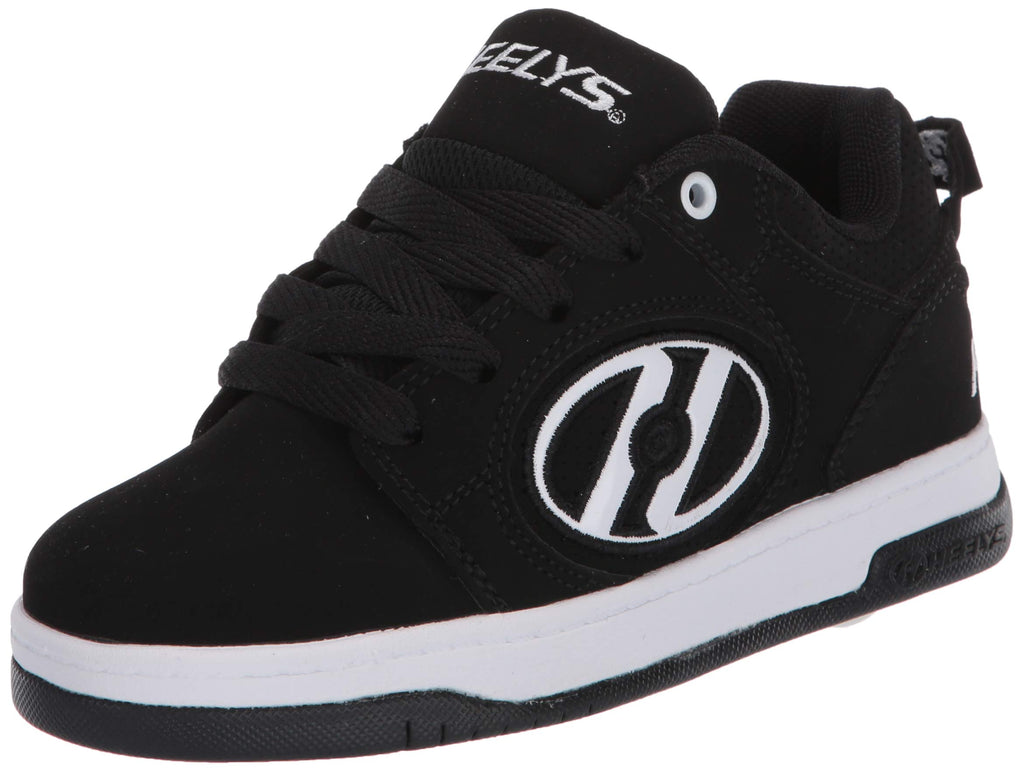 Heelys girls Voyager Tennis Shoe, Black/White, 7 Big Kid US